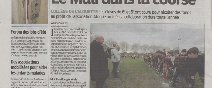 Course solidaire au Collège Alouette (Pessac) Course solidaire au Collège Alouette (Pessac)